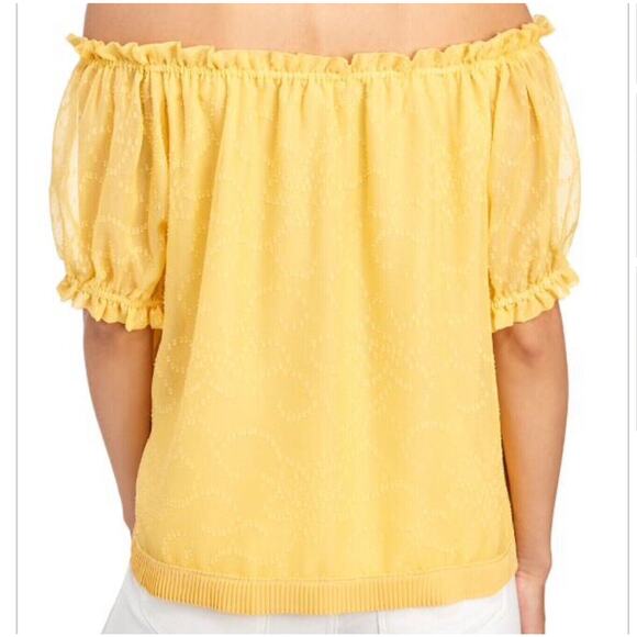 Laundry by Shelli Segal Women’s Sz S Yellow Off the Shoulder Lantern Sleeve Top - Picture 2 of 3